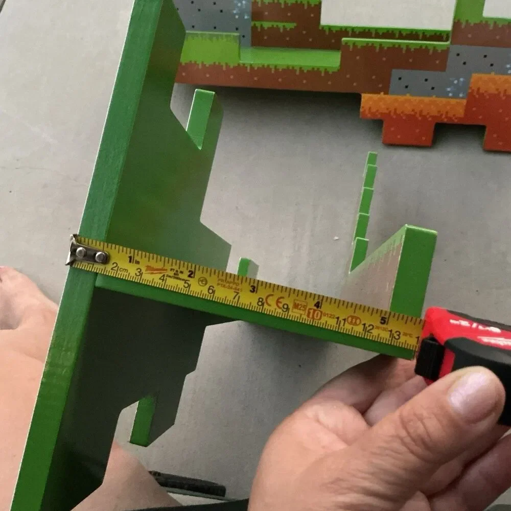 Minecraft Mojang Wooden Wall Shelf Set Pixel Block Terrain Display S20 25”